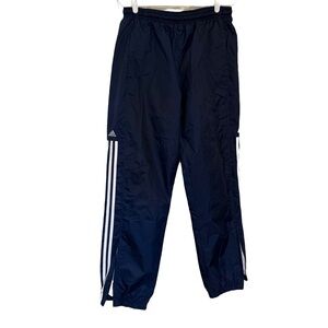 Adidas Men's M Spell Out Striped Wide Leg Windbreaker Pants